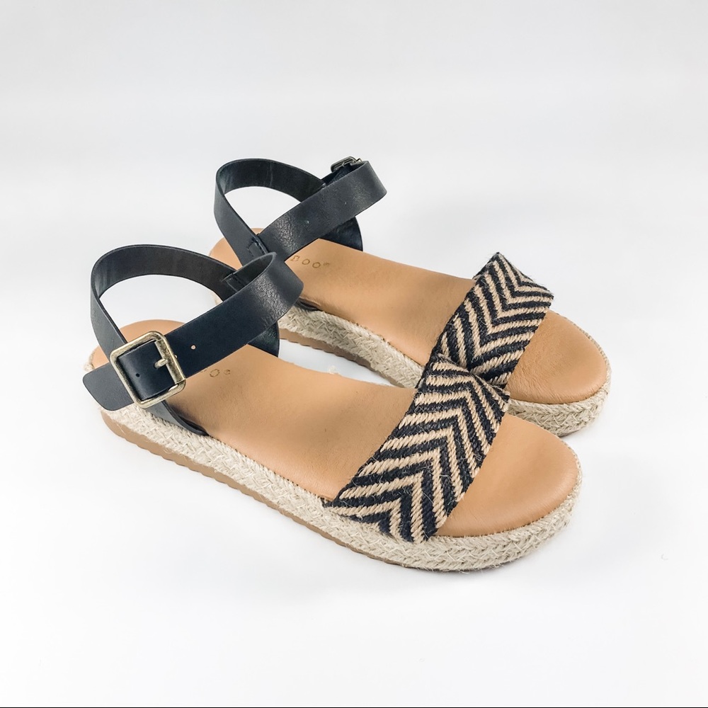 Chevron Platform Espadrilles Black